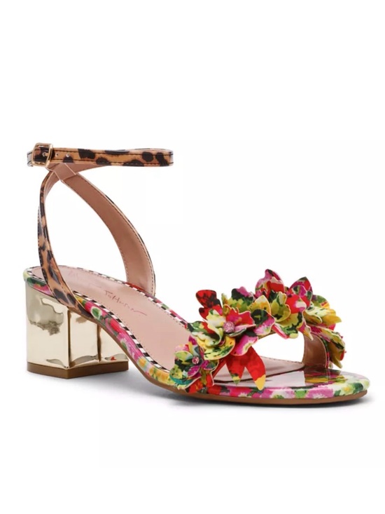 Betsey Johnson Shoes - Betsey Johnson Multicolor Floral & Leopard Block Heel Sandals